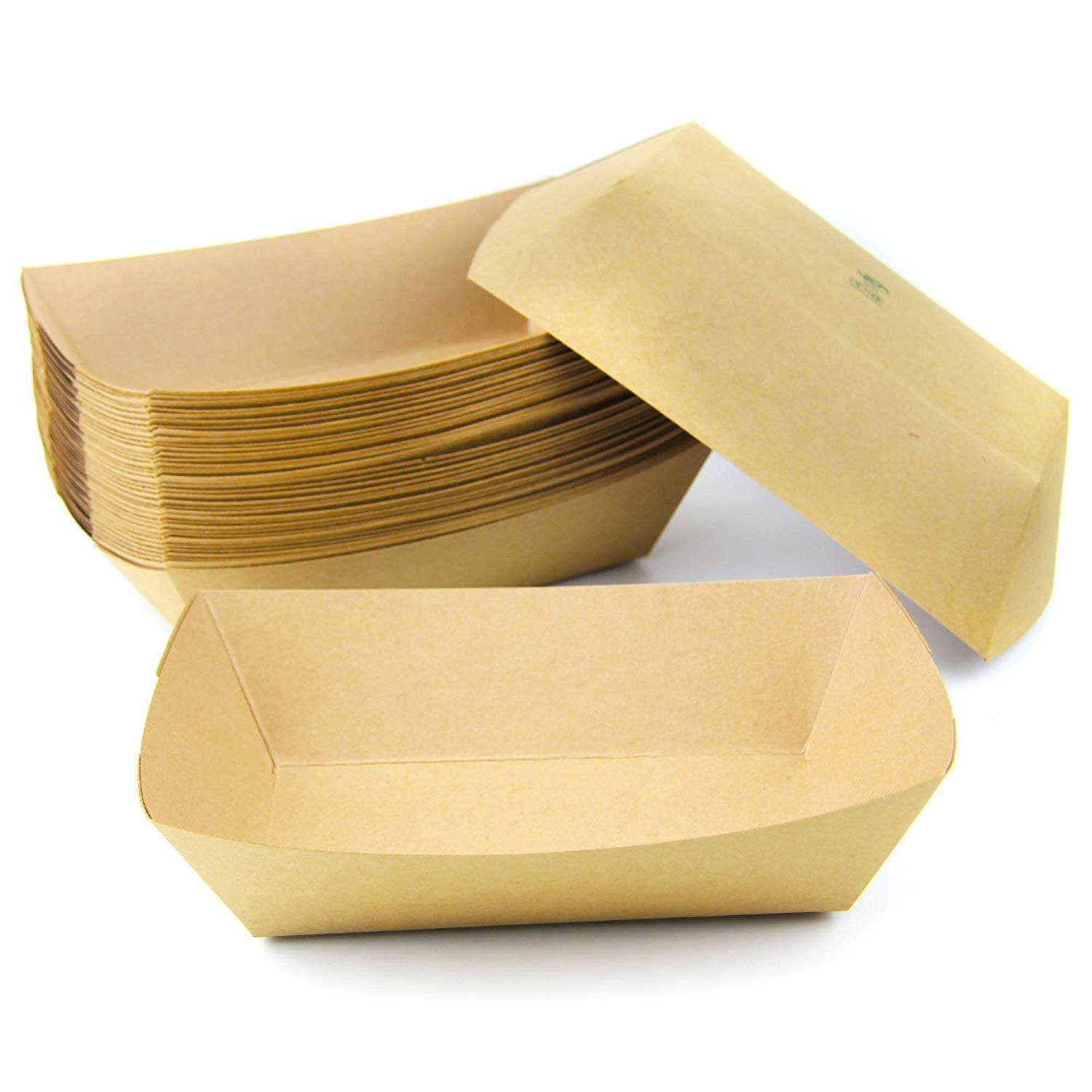 100ml Snack Boat Shaped Open Kraft Paper Disposable Lunch Box