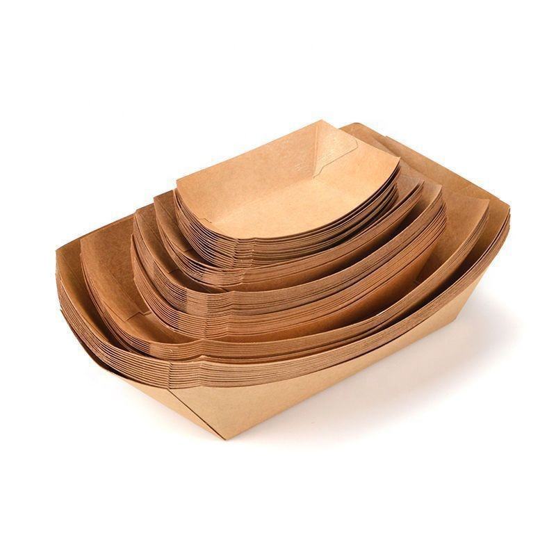 320ml Snack Boat Shaped Open Kraft Paper Tray